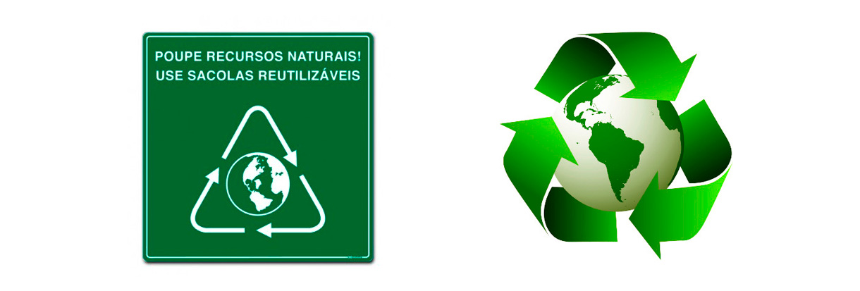 sacolas plásticas-Placa sinalizando a preservação do Planeta