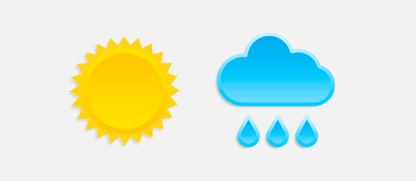 Ilustração da chuva e sol, mostrando a resistência do material 