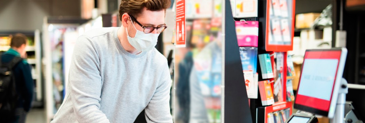 Acrílico Coronavírus-Proteção Aplicada no caixa de supermercado