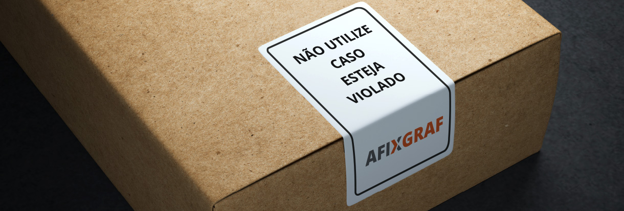 Adesivo lacre em caixa 