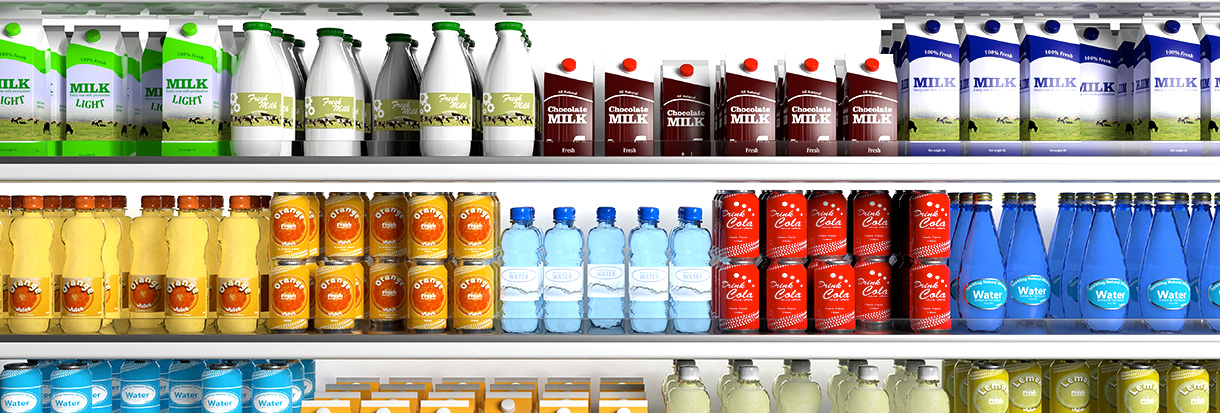 Produtos refrigerados com etiquetas a prova d'água