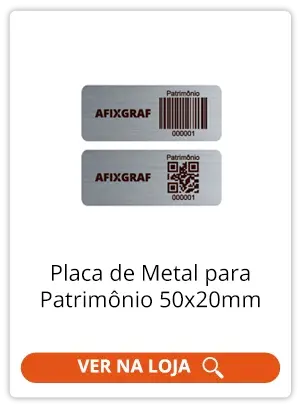Placa de Metal para Patrimônio 50x20mm - Afixgraf