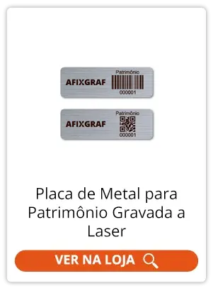 Placa de Metal para Patrimônio Gravada a Laser - Afixgraf