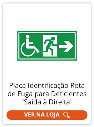 Placa Identificação Rota de Fuga para Deficientes - "Saída à Direita"