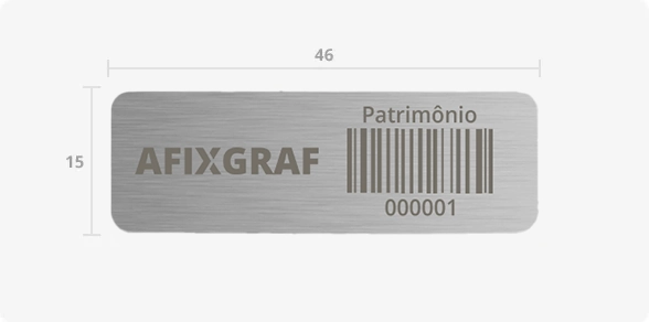 Medidas das placas patrimoniais em aço inox 46x15mm