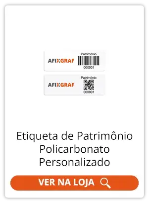 Etiqueta de Patrimônio Policarbonato Personalizado - compre online