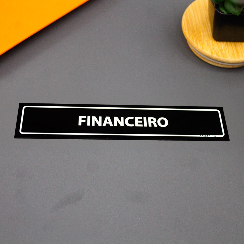 placa para escritórios de sinalização financeiro em acrílico preto