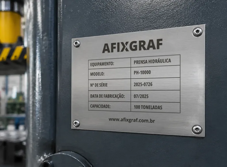 Etiqueta de fabricante para produto aplicada em máquina industrial | Afixgraf