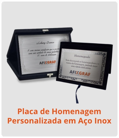 Placa de homenagem modelo em aço inox